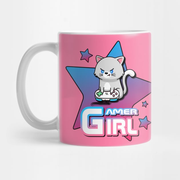 Gamer Girl Cat Stars by AlondraHanley